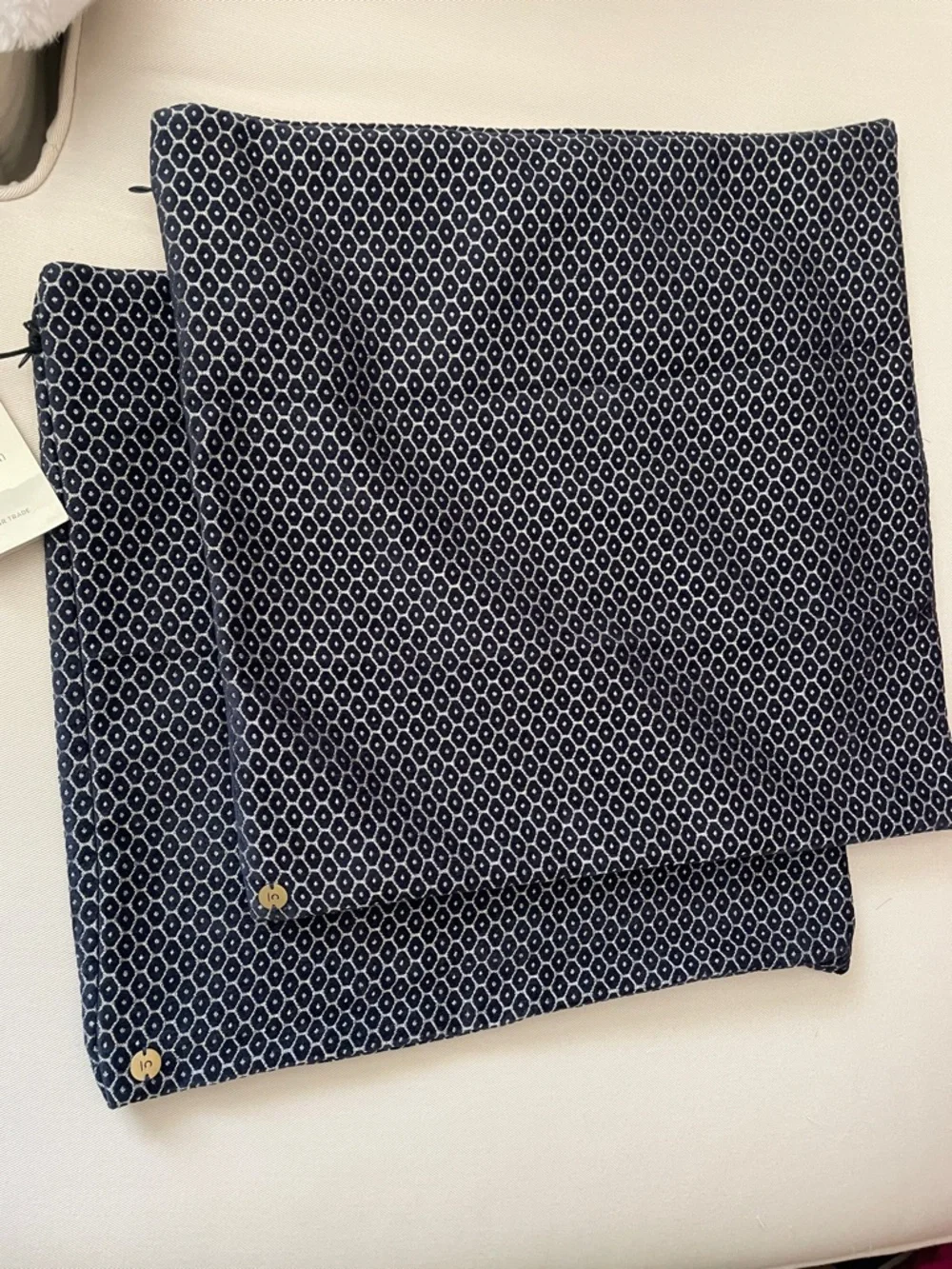 NEW West Elm Navy Velvet Honeycomb Pattern 20” x 20” Pillow Sham cover
